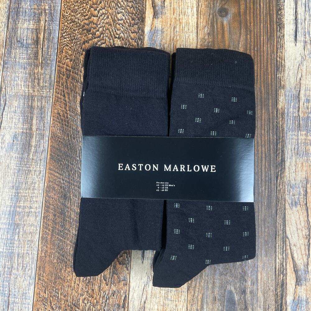 EASTON MARLOWE Men's Shoe Size 10-13 Black White Cotton Polyamide Elastane 6PK
